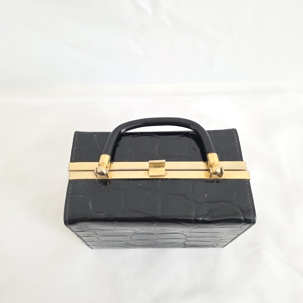 Vintage Mini Apothecary Pill Box Croc Print Handbag - Picture 5 of 9